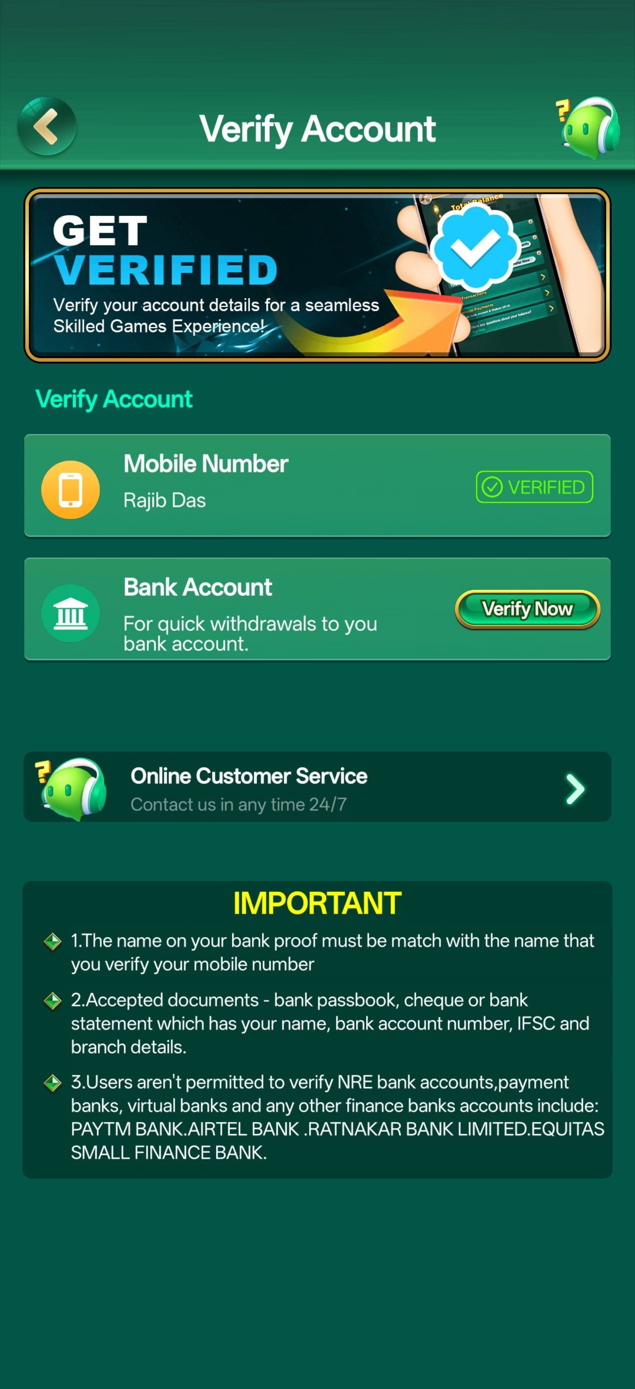 YonoRummy app game table interface